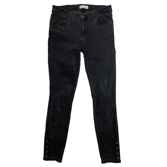 LOFT Denim - Loft Jeans Women's Size 27/4 Denim Faded Black Gray Modern Skinny‎ Ankle Buttons